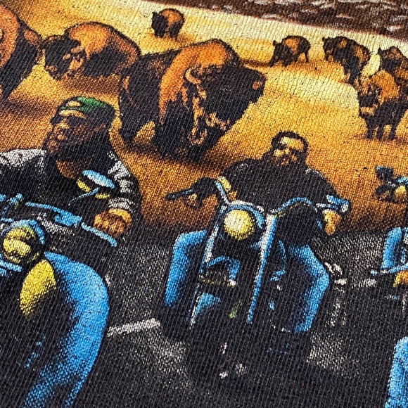 VTG 90s Harley Davidson Sturgis Tshirt XL Buffalo Distressed Thin Single Stitch - Picture 5 of 14
